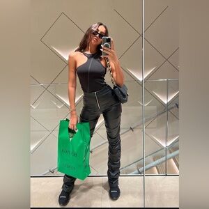 Maniere de voir black tacked vegan leather pants is size 6